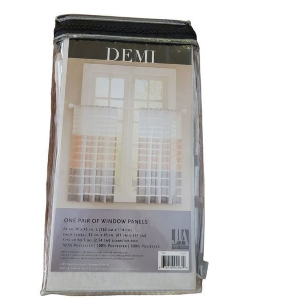 New Pair of DEMI Curtain panels 45 inch long neutral pink grey white beige